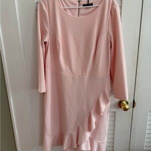 🌸 Tommy Hilfiger Blush Pink Ruffle Hem Dress – Size 14